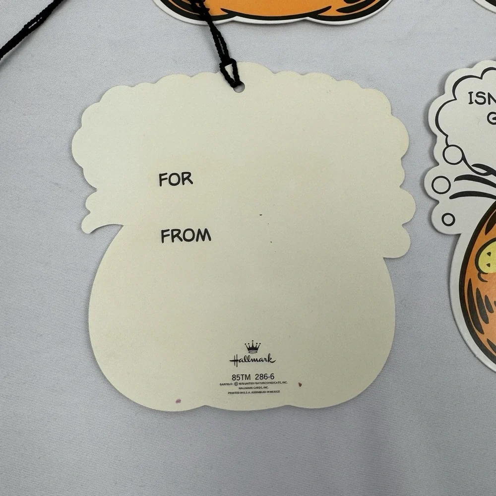 VTG Die Cut Garfield‎ Birthday Present Gift Tags / Cards Set of 4 Hallmark NOS
